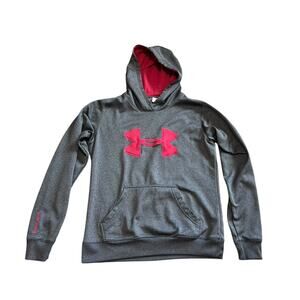 Under Armour Hoodie Womens Size SM Charcoal Gray Pink Logo